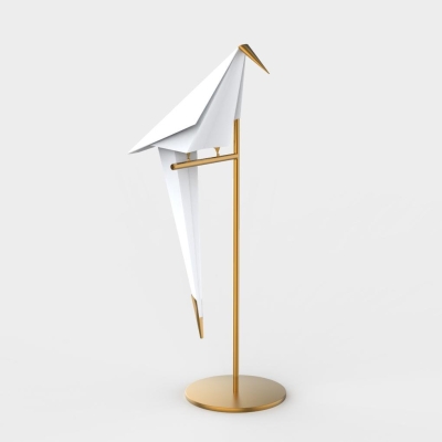 Origami Crane Bird Table Lamp Art Lighting, Golden Lamp