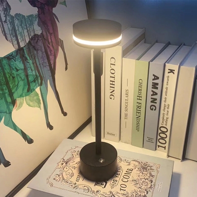 Lampe de table moderne rechargeable par USB à intensité variable en aluminium ronde à commande tactile