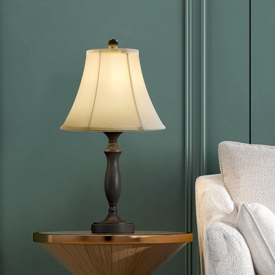 Farmhouse Cream Crackle Bell Shaped Bedside Table Lamp