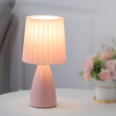 Abat-jour plissé en tissu en verre, lampe de Table rétro nordique USB à gradation en 3 étapes