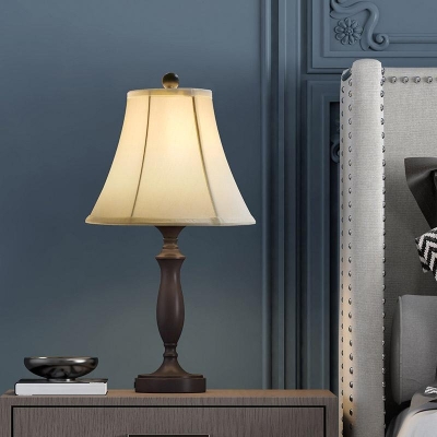Farmhouse Cream Crackle Bell Shaped Bedside Table Lamp