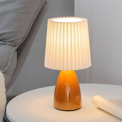 Abat-jour plissé en tissu en verre, lampe de Table rétro nordique USB à gradation en 3 étapes
