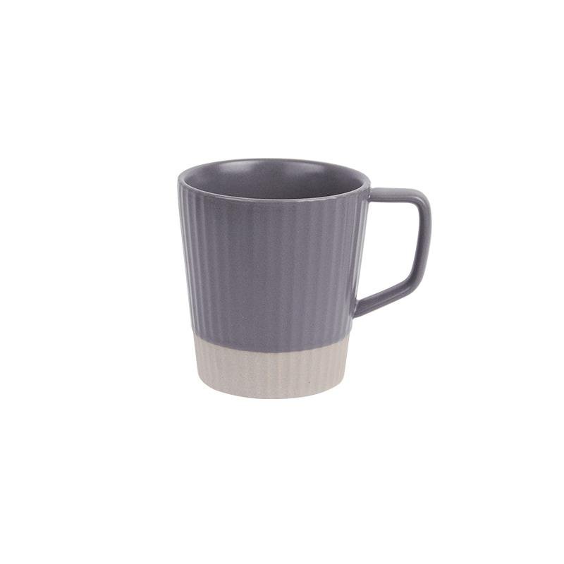 Rustic White and Gray Ceramic Coffee Tea Mug Cup Saucer