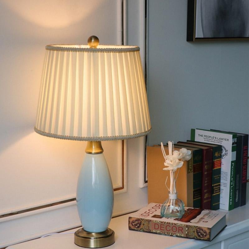 24'' Farmhouse Blue Ceramic Table Lamp
