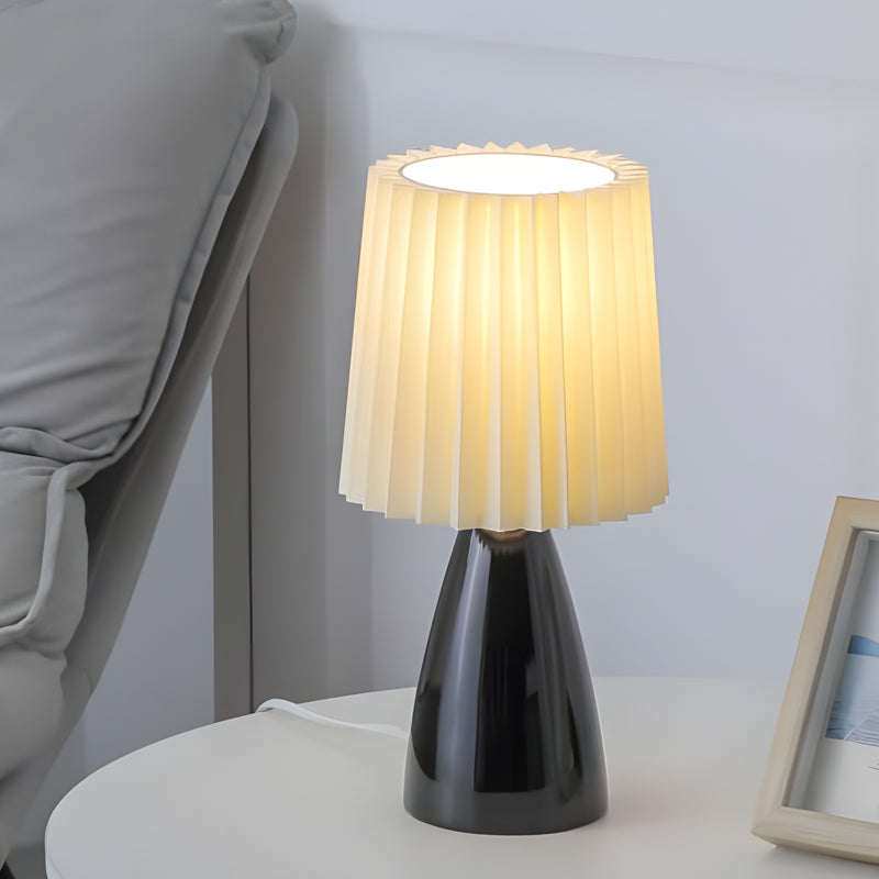 Fabric Pleated Shade Ins Glass 3 Step Dimming USB Nordic Retro Table Lamp