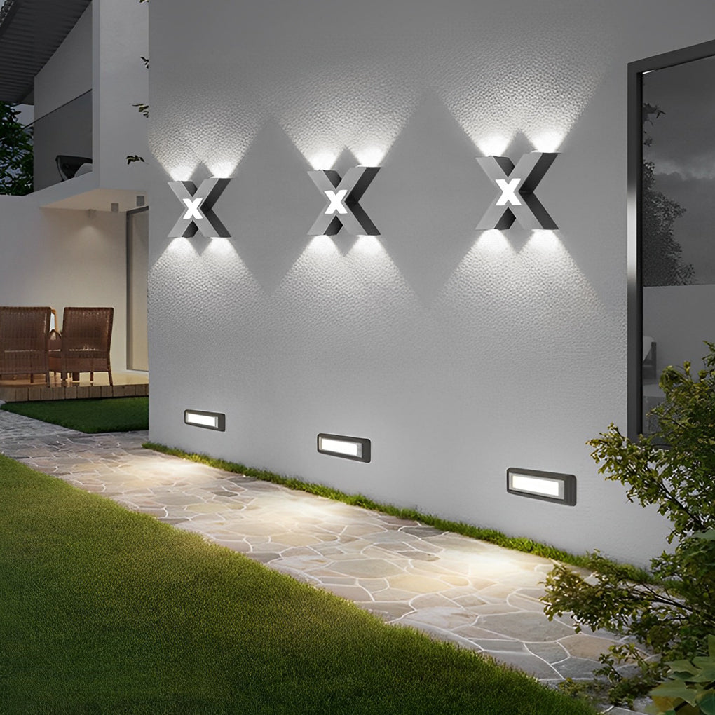 X-Form kreative wasserdichte LED schwarz moderne Außenwandleuchte Außenleuchten