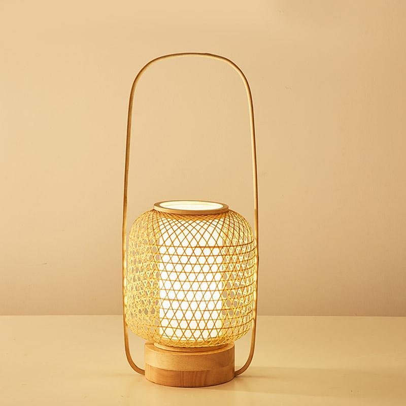 Lampe de table de chevet en bambou avec port USB Farmhouse