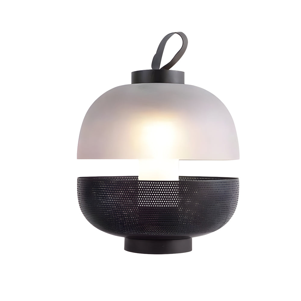 Semicircular Iron Mesh Glass Shade LED Creative Postmodern Table Lamp