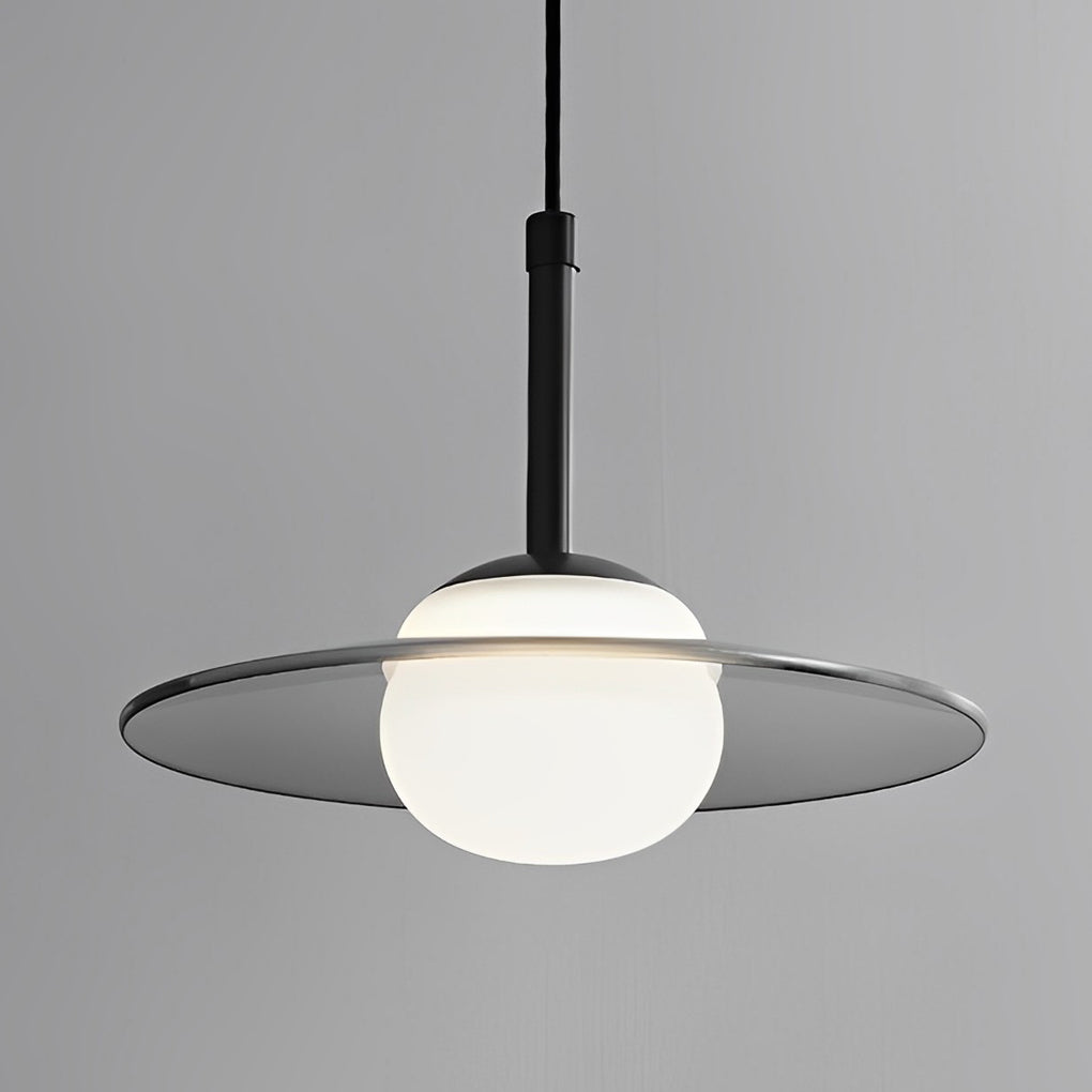 Minimalistischer Glas-UFO-LED-Schwarz-Nordic-Kronleuchter, Küchen-Pendelleuchte