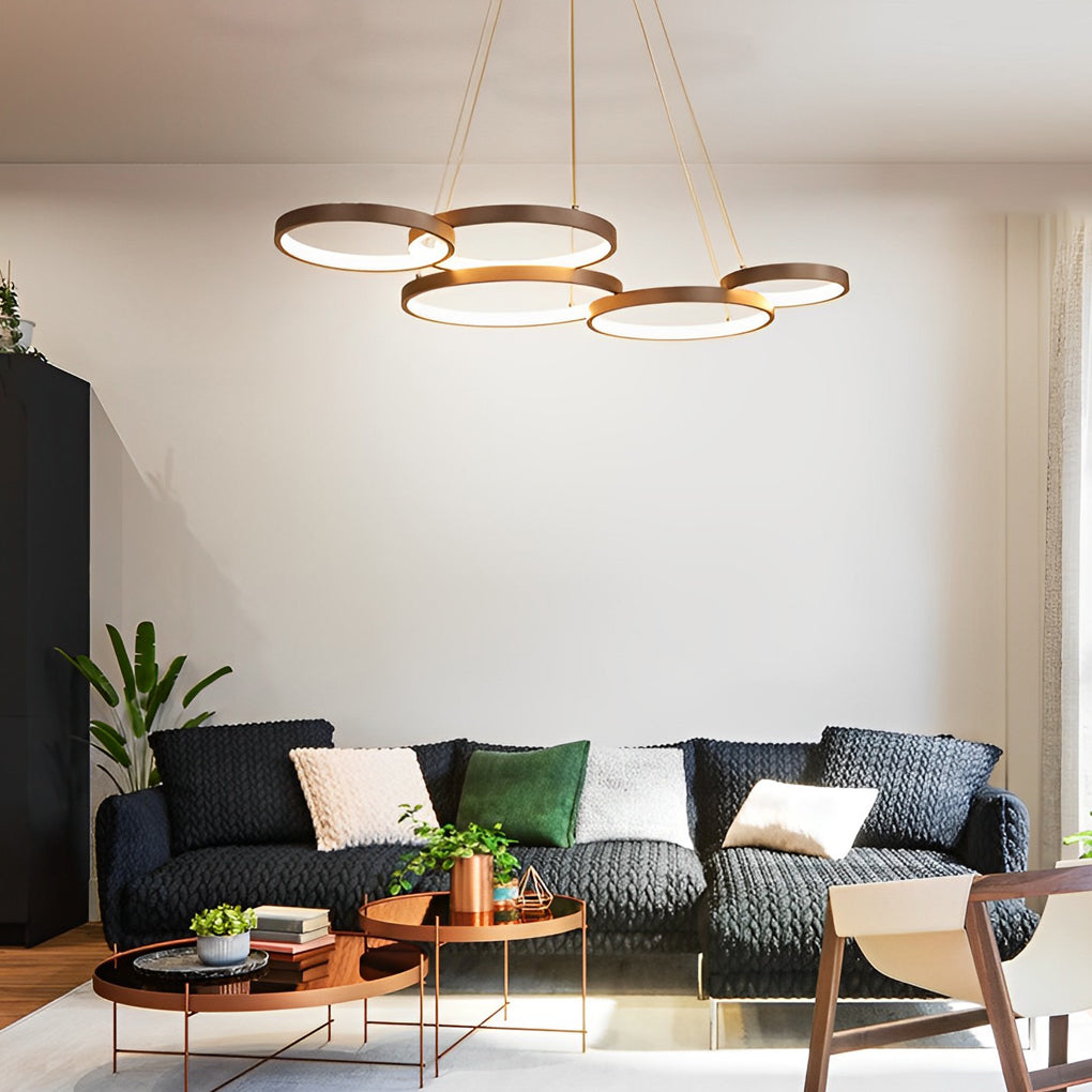 3-Ring-Kronleuchter, dimmbar, für Küche, Esszimmer, Beleuchtung, Deckenleuchten mit Fernbedienung
