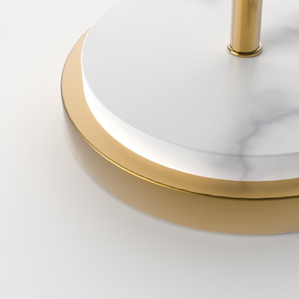Moderne hohe Messing-Stehlampe mit Regalen