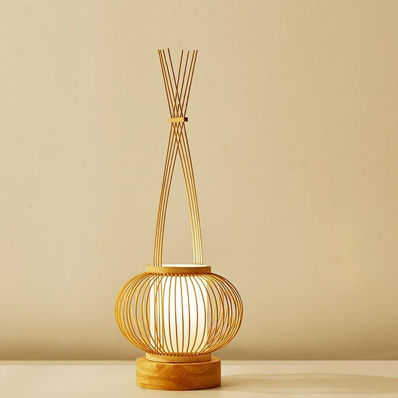 Lampe de table de chevet en bambou avec port USB Farmhouse