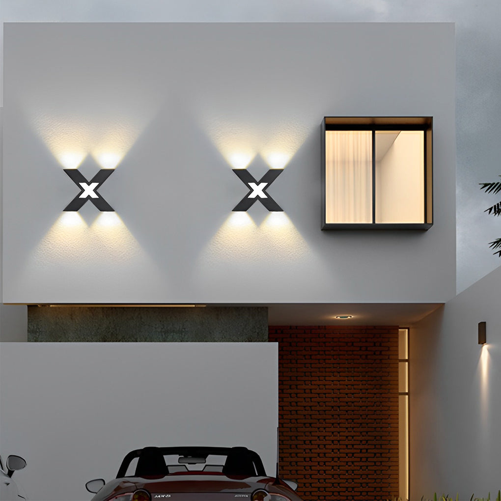 X-Form kreative wasserdichte LED schwarz moderne Außenwandleuchte Außenleuchten
