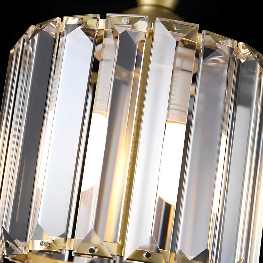 Runde, quadratische, dreistufige, dimmbare, moderne Pendelleuchte aus Metallkristall