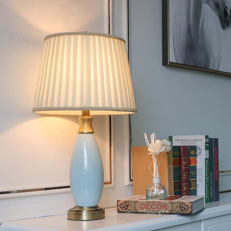 24'' Farmhouse Blue Ceramic Table Lamp