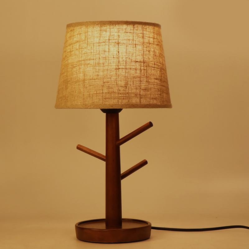 LED Base en bois de caoutchouc veilleuse lampes de Table lampes de bureau lampes de chevet