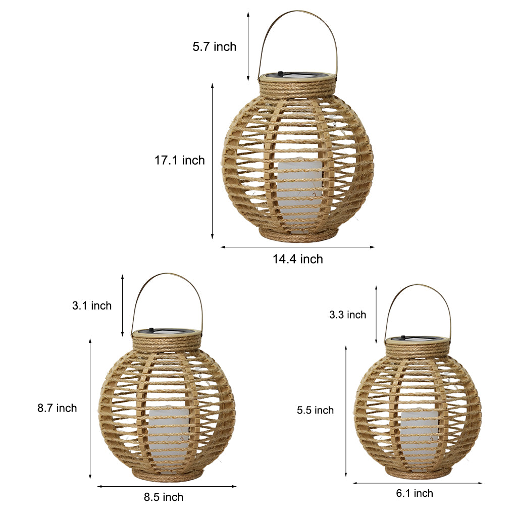 Lampe de jardin extérieure moderne portative de lanternes solaires de rotin de LED imperméable