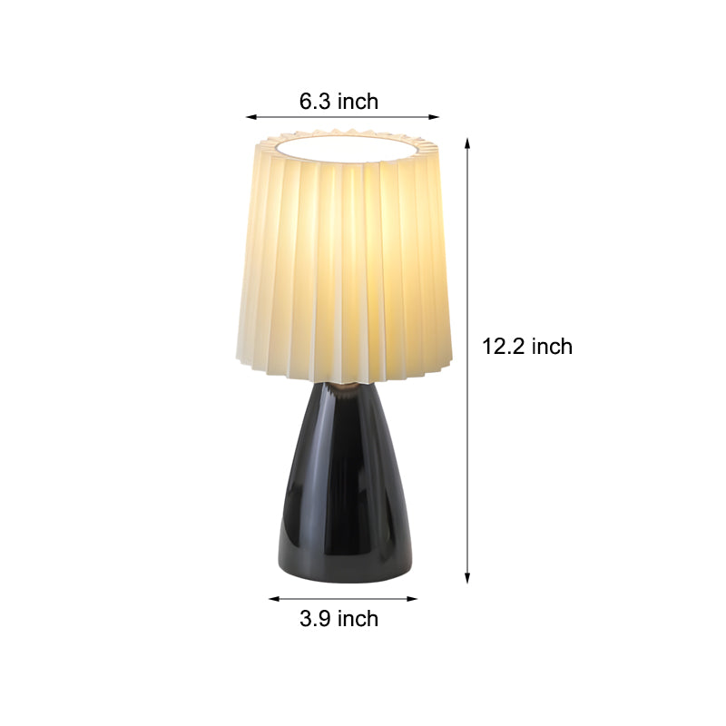 Fabric Pleated Shade Ins Glass 3 Step Dimming USB Nordic Retro Table Lamp