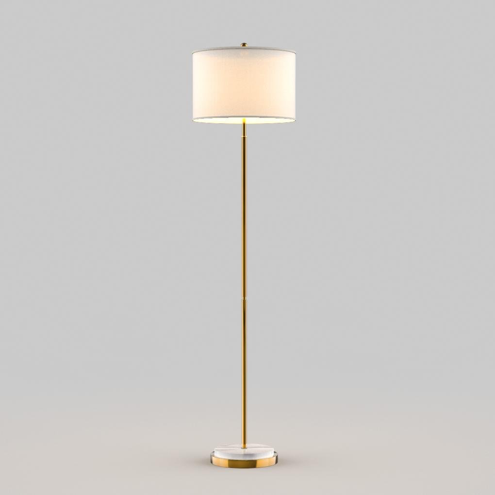 Moderne hohe Messing-Stehlampe mit Regalen