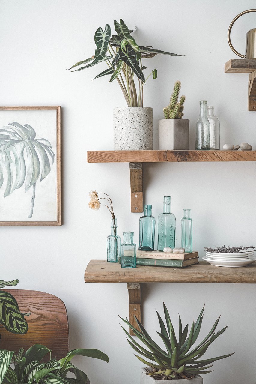 Étagère murale et présentoir en bois pour salon, chambre à coucher, bureau, cuisine