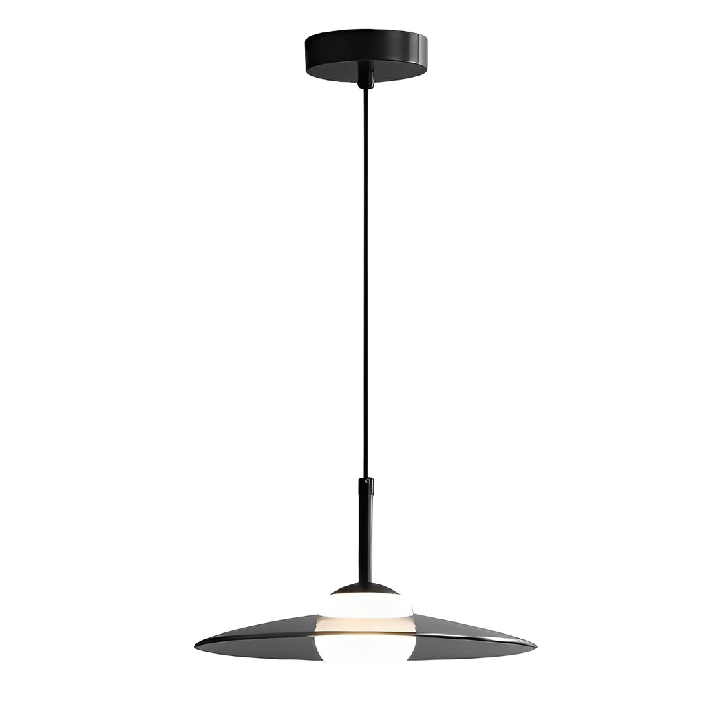 Minimalistischer Glas-UFO-LED-Schwarz-Nordic-Kronleuchter, Küchen-Pendelleuchte