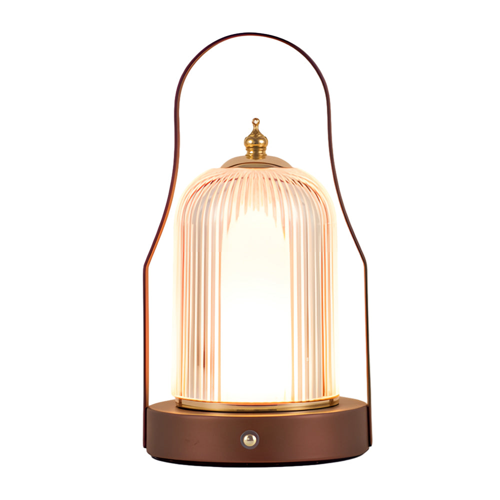 Lampe de table lanterne à poignée portable LED intégrée éclairage à intensité variable à 3 voies