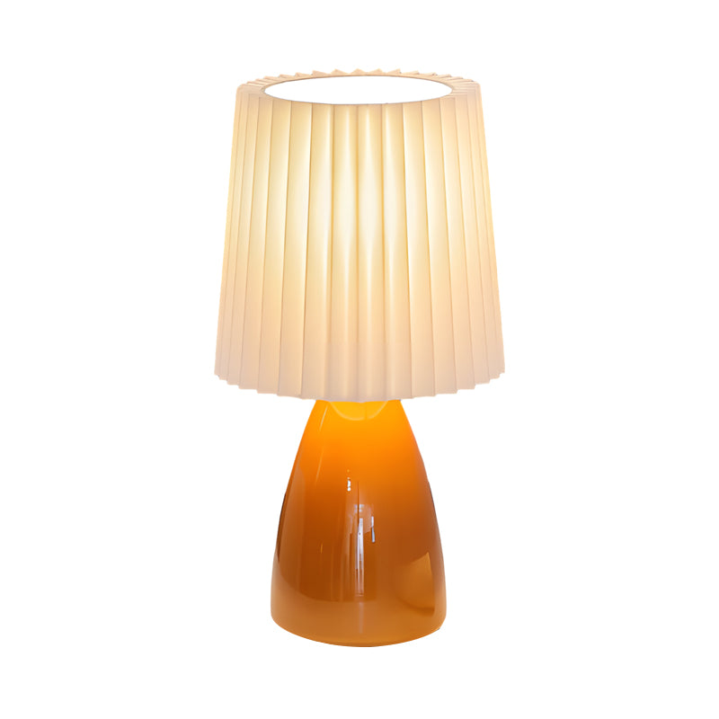Fabric Pleated Shade Ins Glass 3 Step Dimming USB Nordic Retro Table Lamp