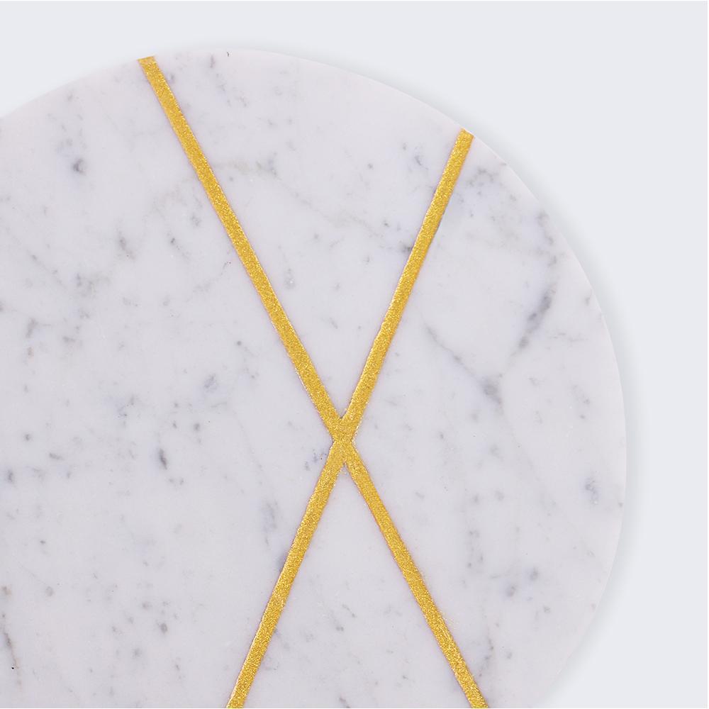 Marble Pastry Board Breakfast meat and cheese Platter Round Serving Platter White