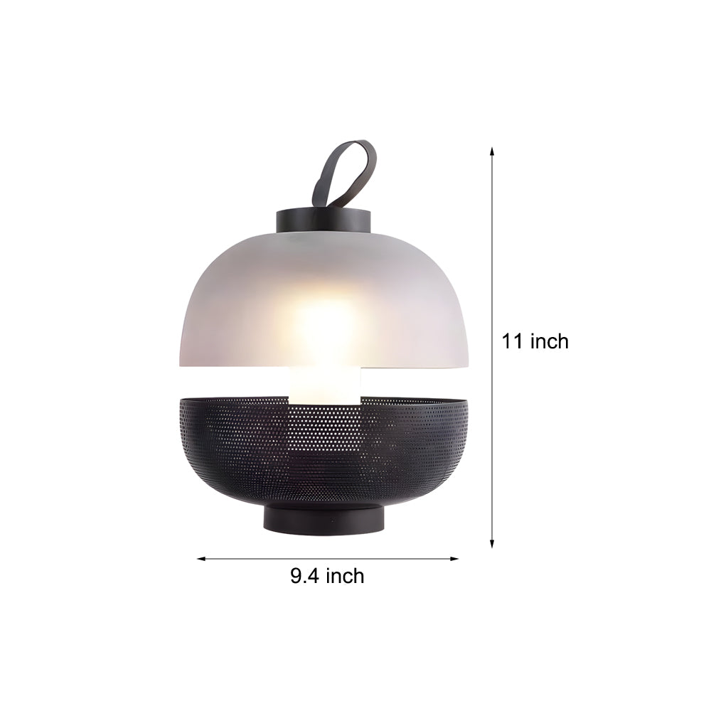 Semicircular Iron Mesh Glass Shade LED Creative Postmodern Table Lamp