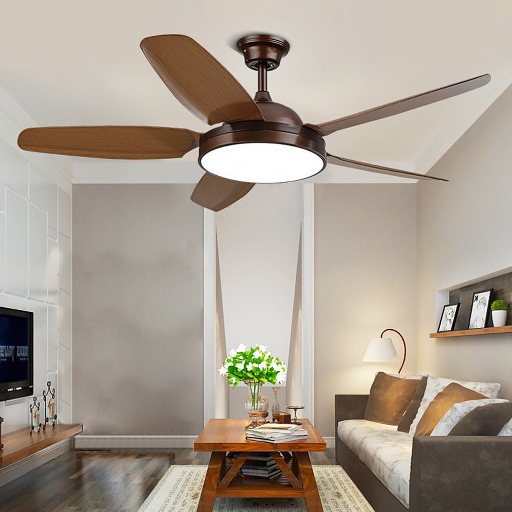 Lumière de ventilateur de plafond Led à lames en bois, 52 pouces, fréquence Variable, gradation, télécommande