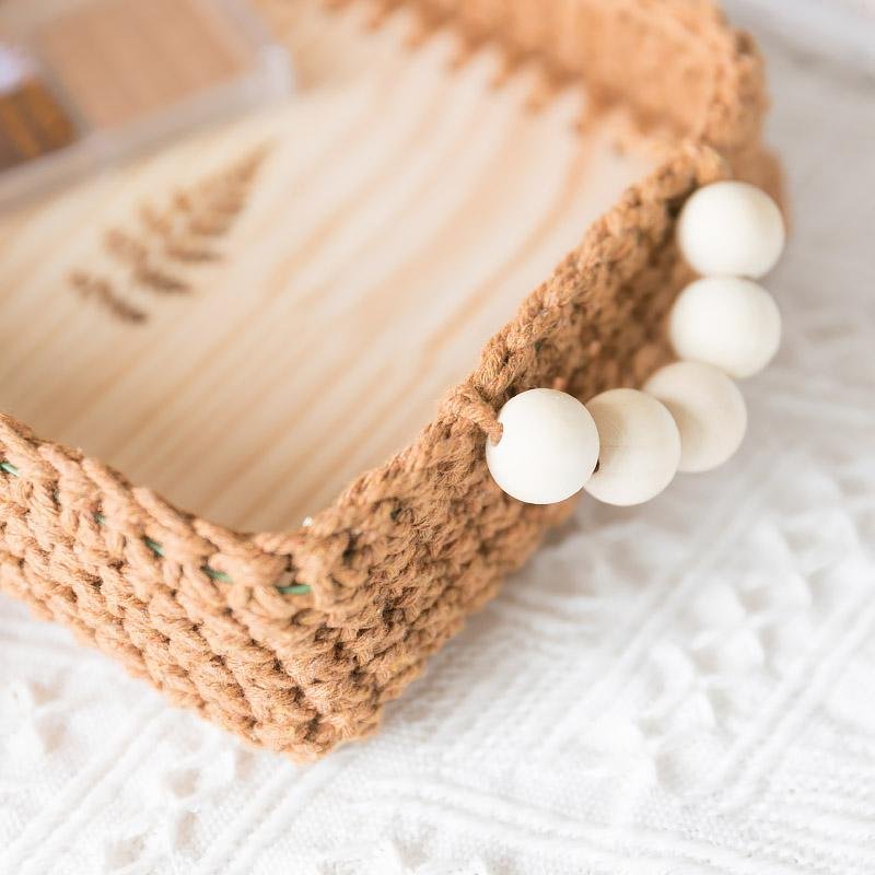 Square Natural Wicker Decorative BurlyWood Tray