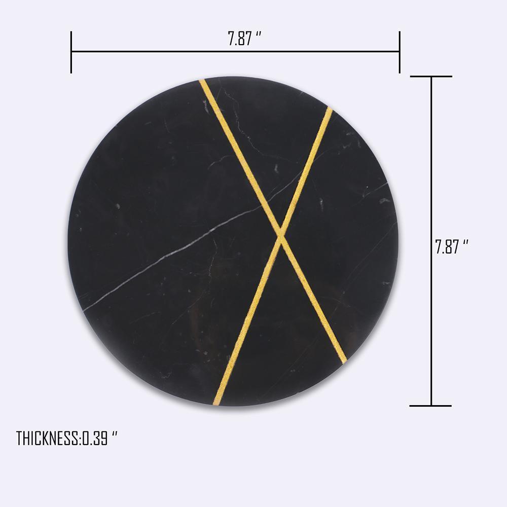 Marble Pastry Board Charcuterie Round Serving Party Platter Black