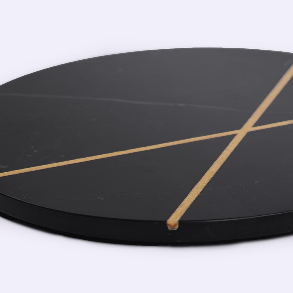 Marble Pastry Board Charcuterie Round Serving Party Platter Black