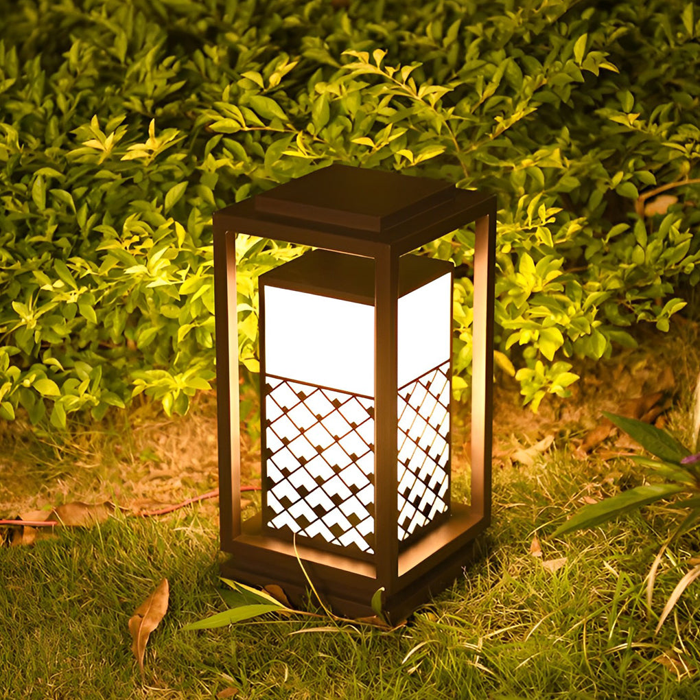 Lanterne rétro étanche LED noire, lampe d'extérieur moderne pour pelouse, lampes solaires