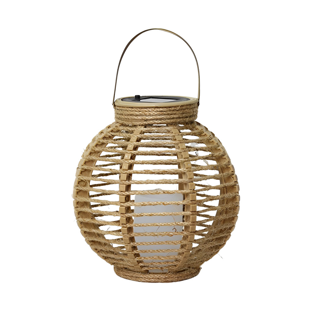 Lampe de jardin extérieure moderne portative de lanternes solaires de rotin de LED imperméable