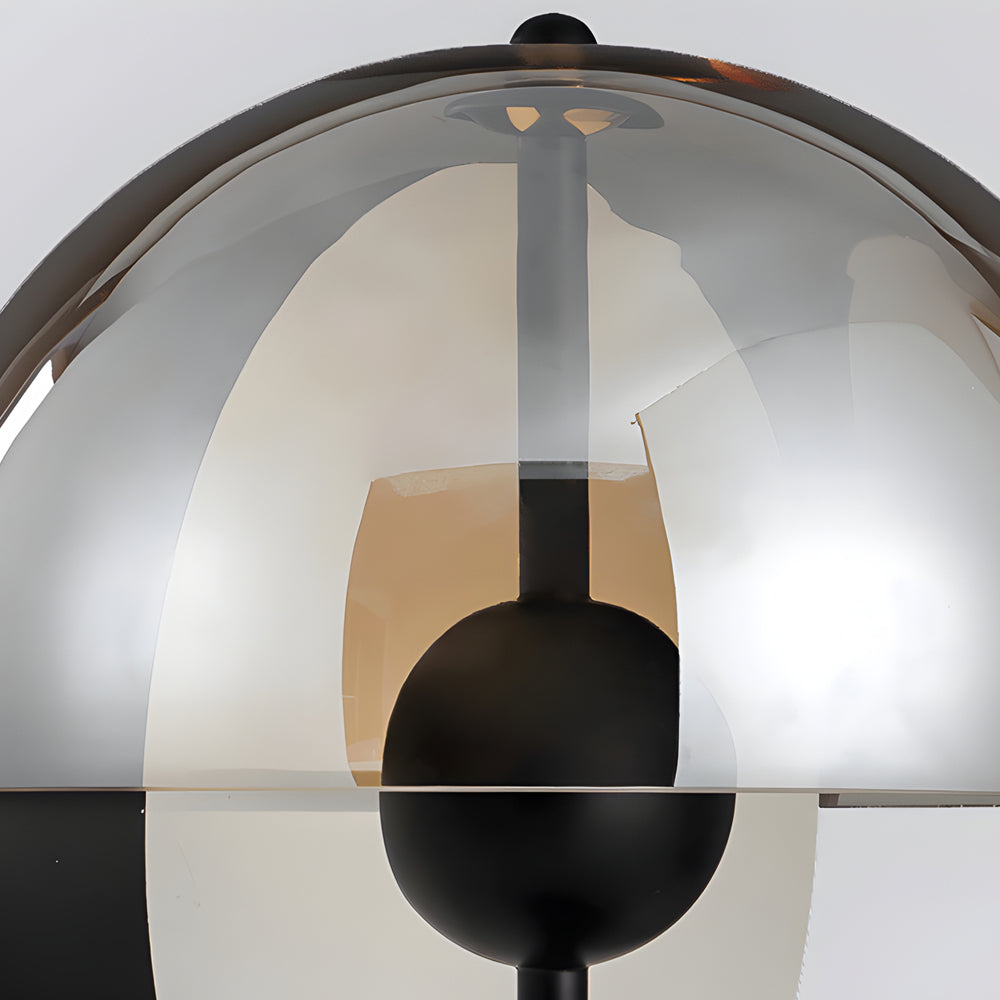 Lampe de table Theia avec demi-sphère verticale et abat-jour fumé horizontal