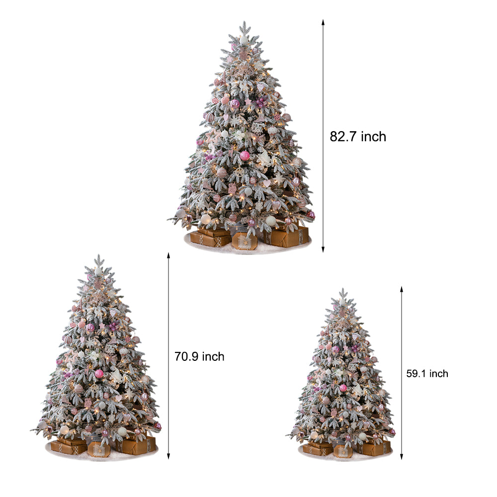 Simulation artificielle de chute de neige, décoration de noël, arbre avec guirlandes lumineuses