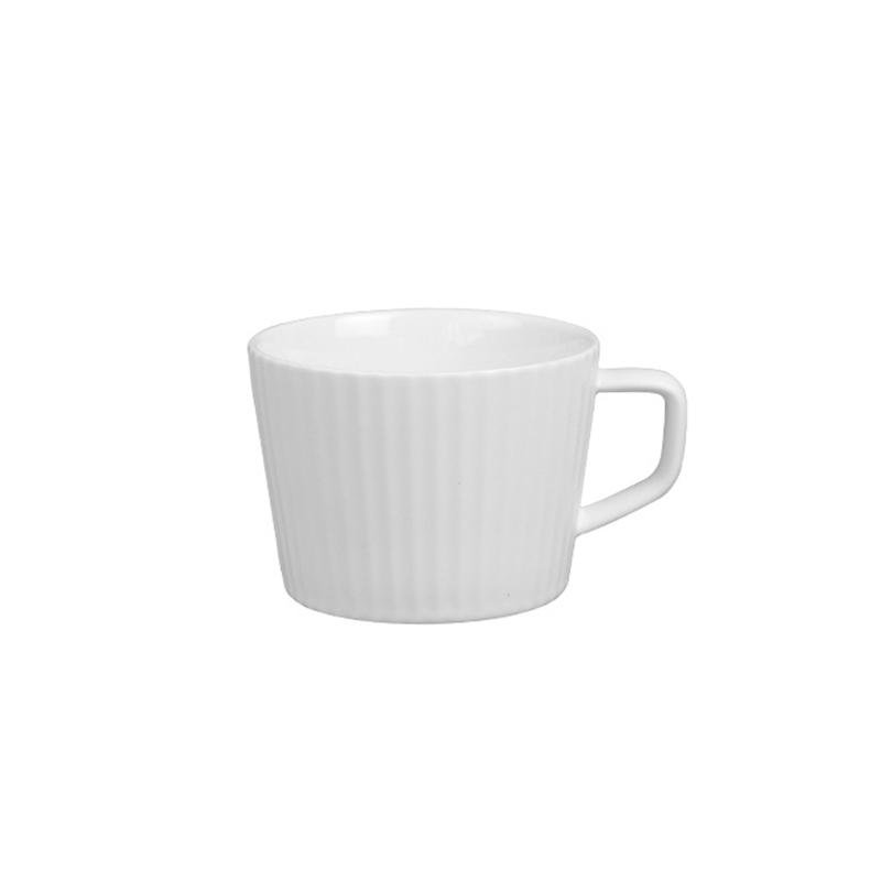 Rustic White and Gray Ceramic Coffee Tea Mug Cup Saucer