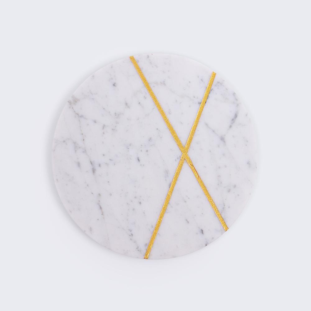 Marble Pastry Board Breakfast meat and cheese Platter Round Serving Platter White