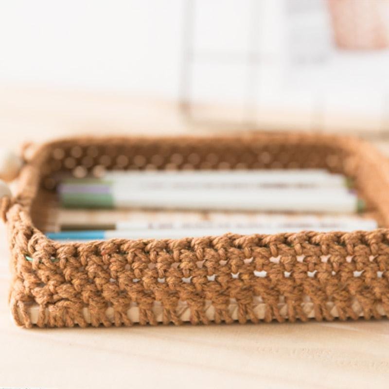 Square Natural Wicker Decorative BurlyWood Tray
