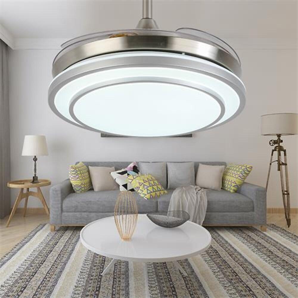 Ventilateur de plafond escamotable de lustre de finition d'or de 4 lames avec la lumière de LED