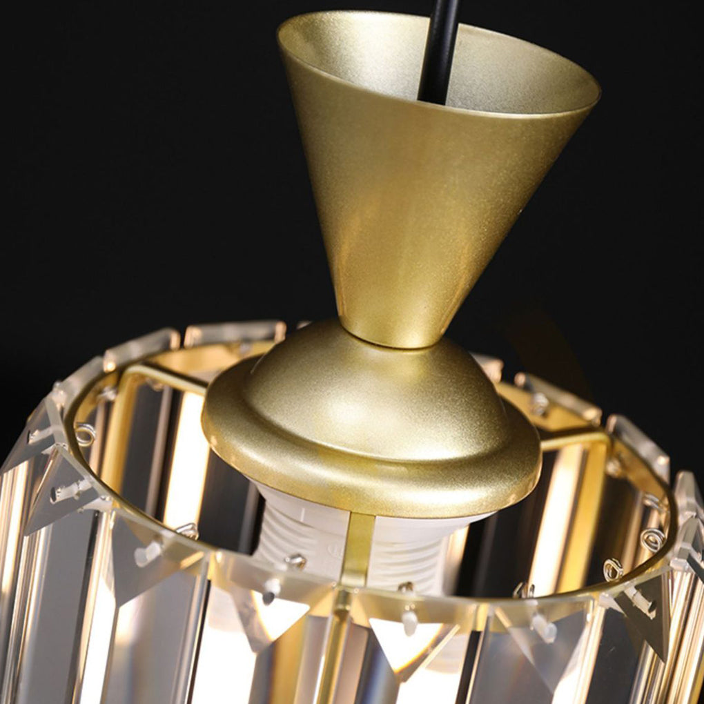 Runde, quadratische, dreistufige, dimmbare, moderne Pendelleuchte aus Metallkristall