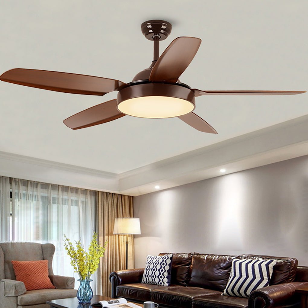 Lumière de ventilateur de plafond Led à lames en bois, 52 pouces, fréquence Variable, gradation, télécommande