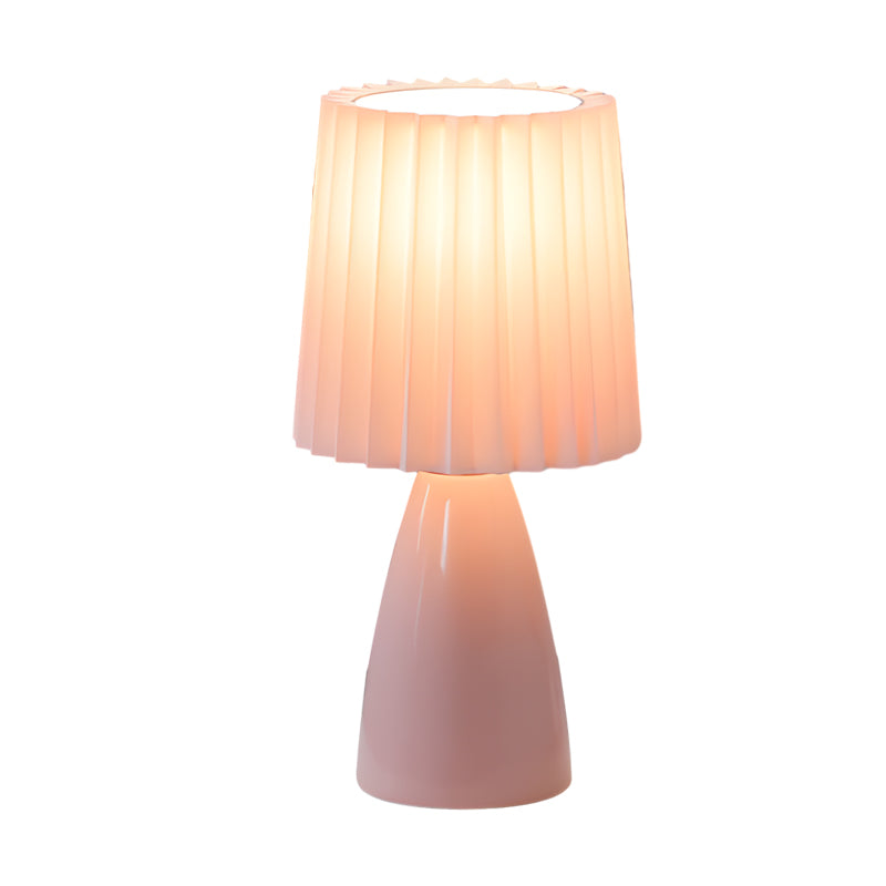 Fabric Pleated Shade Ins Glass 3 Step Dimming USB Nordic Retro Table Lamp