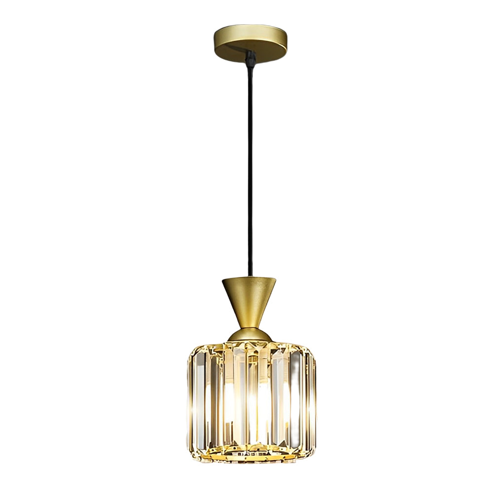 Runde, quadratische, dreistufige, dimmbare, moderne Pendelleuchte aus Metallkristall