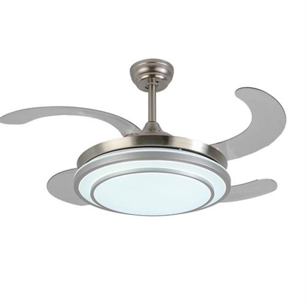 Ventilateur de plafond escamotable de lustre de finition d'or de 4 lames avec la lumière de LED