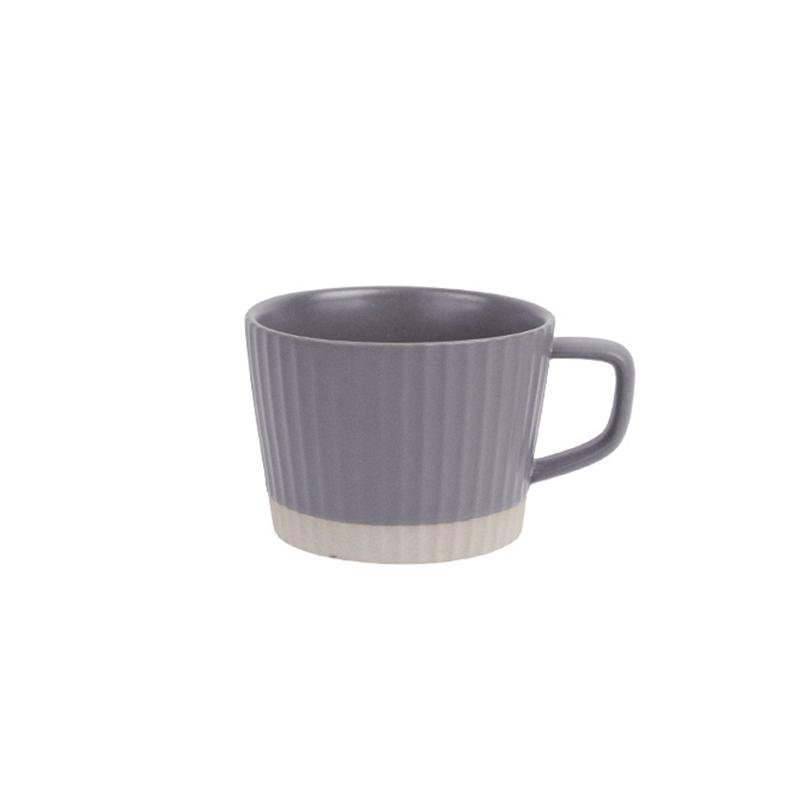 Rustic White and Gray Ceramic Coffee Tea Mug Cup Saucer