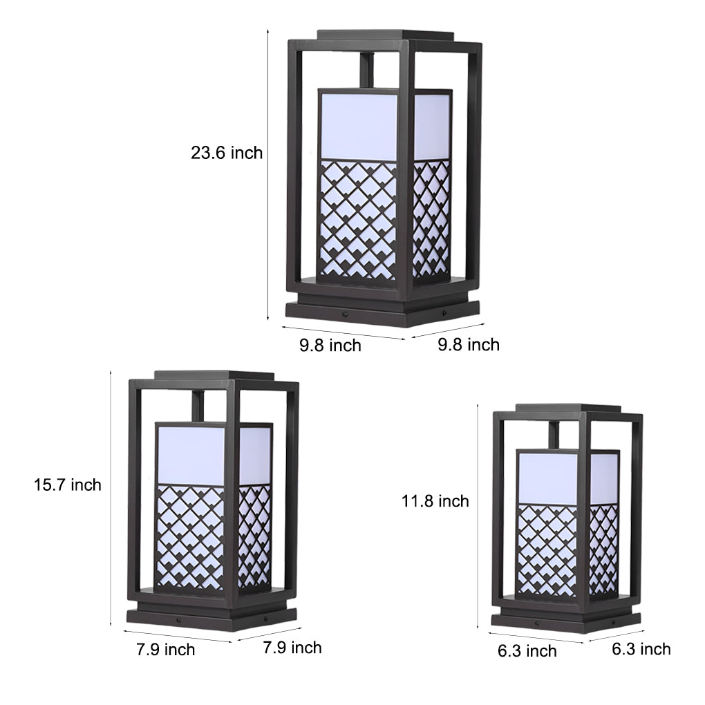 Lanterne rétro étanche LED noire, lampe d'extérieur moderne pour pelouse, lampes solaires