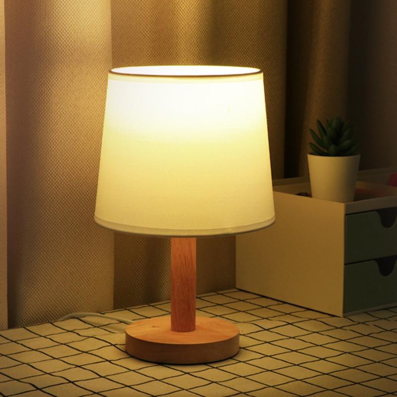 LED Zylinder Holz Nachtlicht Nachttischlampen Tischlampen mit Touch-Schalter