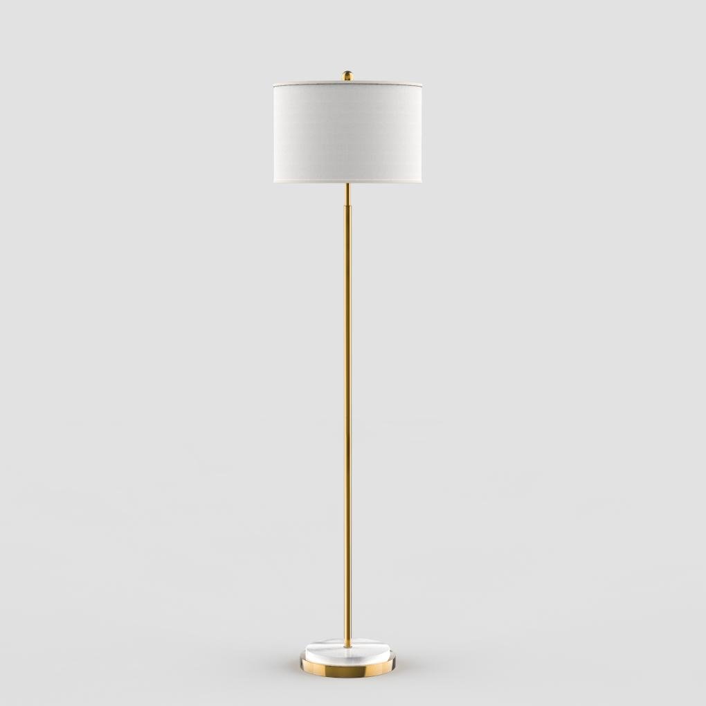 Moderne hohe Messing-Stehlampe mit Regalen